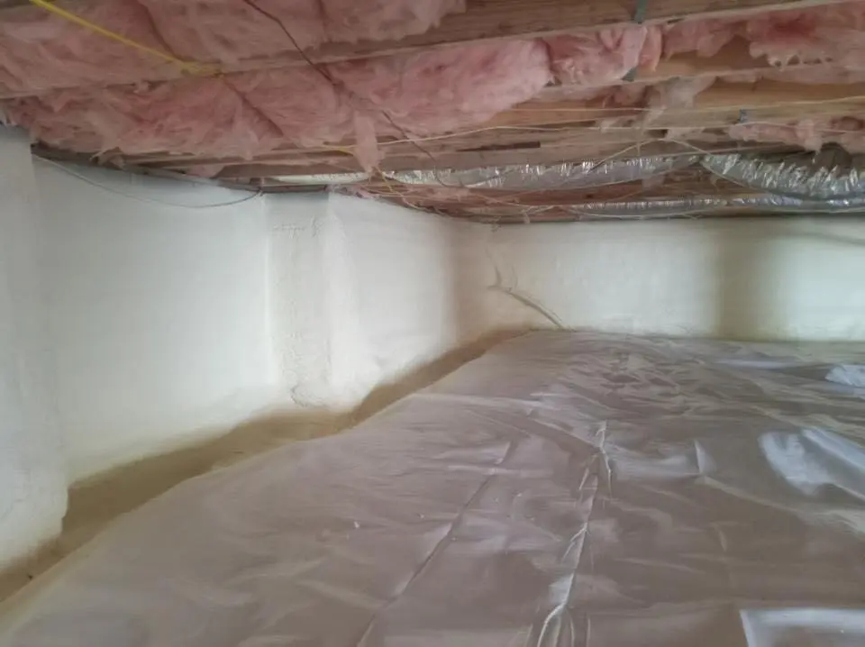 Crawl space encapsulation with closed-cell spray foam for Roof Waterproofing in Center Line