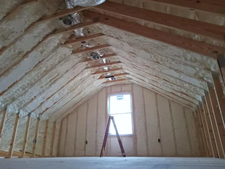 Spray foam roofing application for Crawl Space Insulation project in Center Line